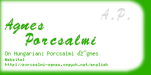 agnes porcsalmi business card